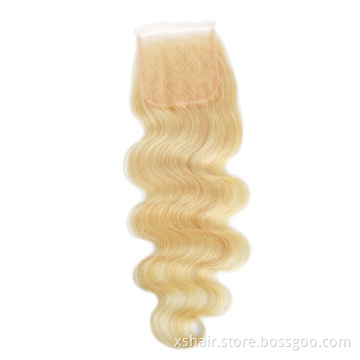 Wholesale 4x4 5x5 6x6 613 lace closure middle part closure blond color closure straight body wave